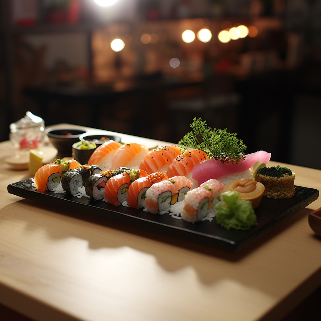 Image of sushi served at a sushi restaurant