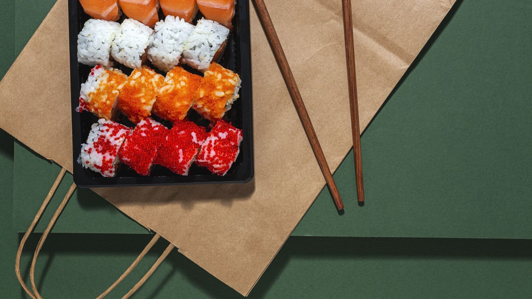 Take-out sushi and bag