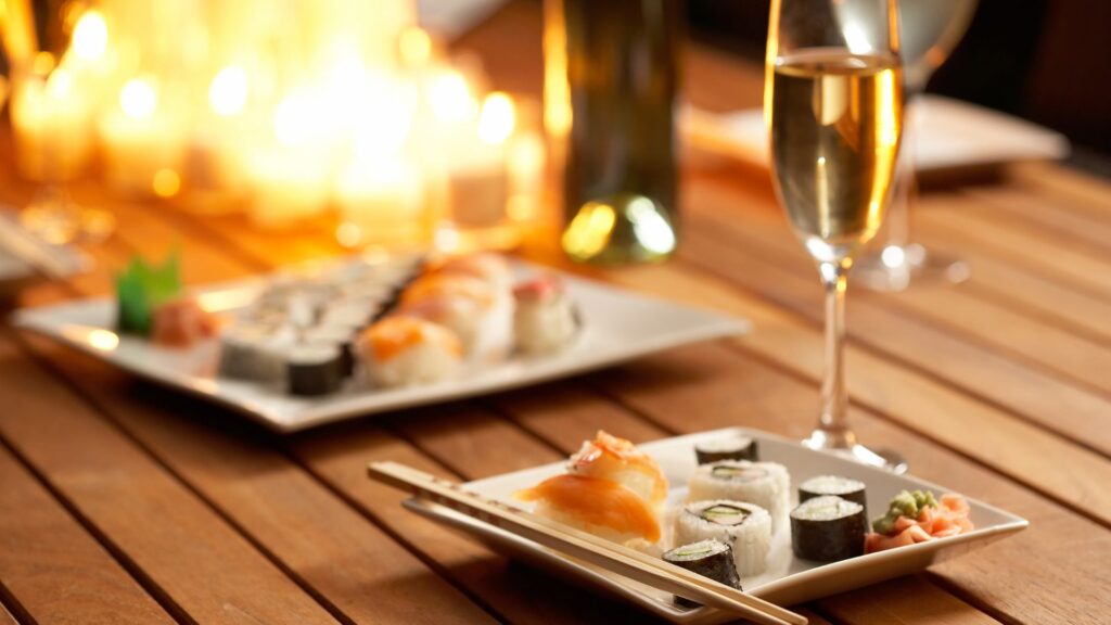 sushi and wine