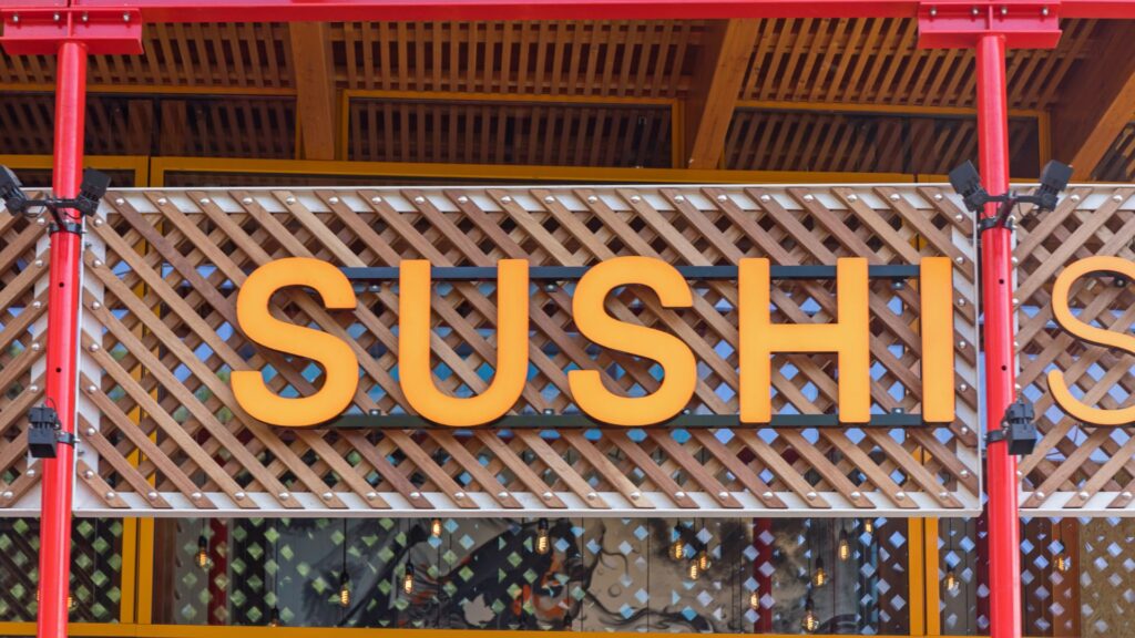 Overseas sushi restaurant signboard