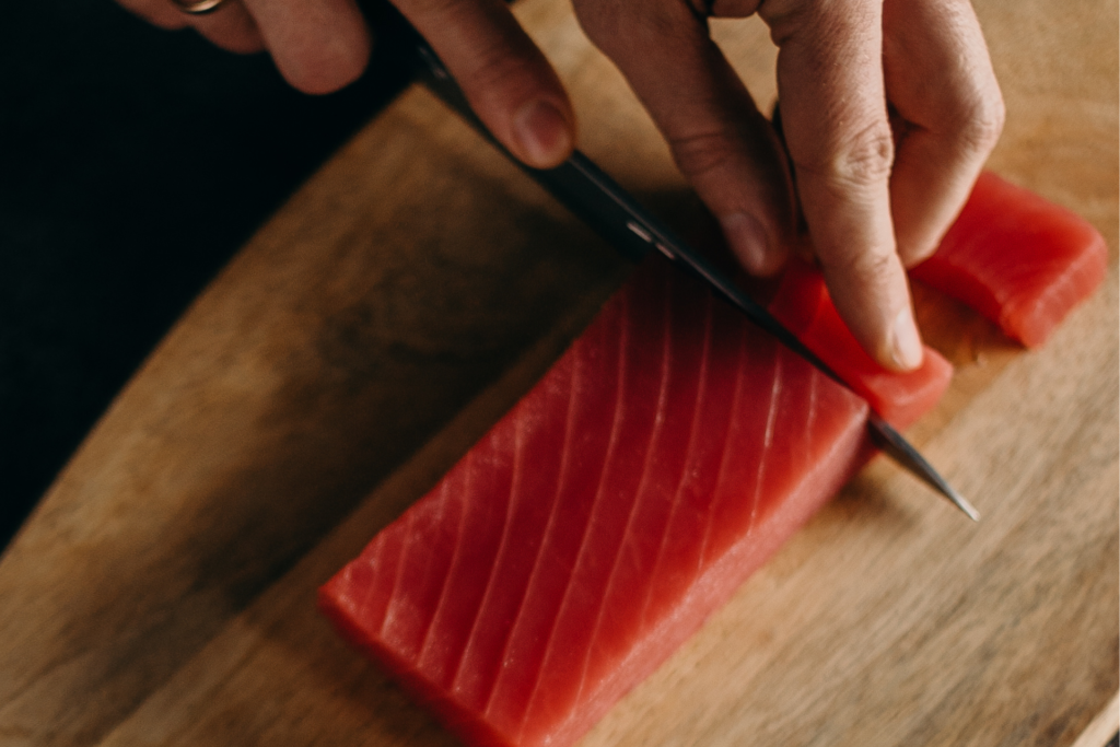 Cut tuna sashimi